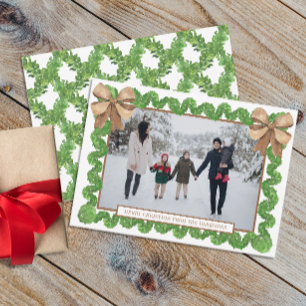 Cartes Pour Fêtes Annuelles Aquarelle Burap naturel Bow Garland Photo
