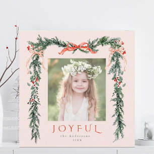 Cartes Pour Fêtes Annuelles Aquarelle cadre de Noël Photo Blush Carré rose