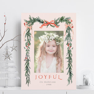 Cartes Pour Fêtes Annuelles Aquarelle cadre de Noël Photo Blush rose