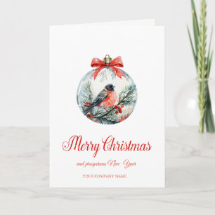 Cartes Pour Fêtes Annuelles Aquarelle Cardinal Bird Holly Berry Ball