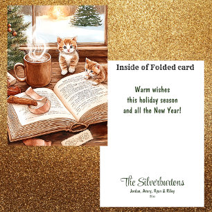 Cartes Pour Fêtes Annuelles Aquarelle Chaton Cosy Noël