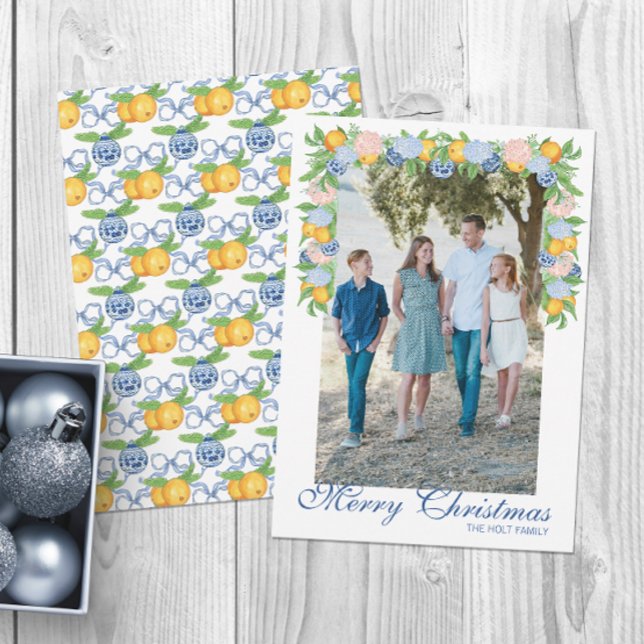Cartes Pour Fêtes Annuelles Aquarelle Chinoiserie Mandarins Garland Photo (Créateur téléchargé)