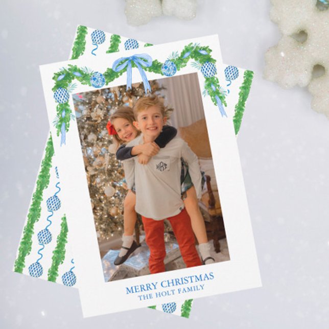 Cartes Pour Fêtes Annuelles Aquarelle Chinoiserie Ornements Garland Noël (Créateur téléchargé)
