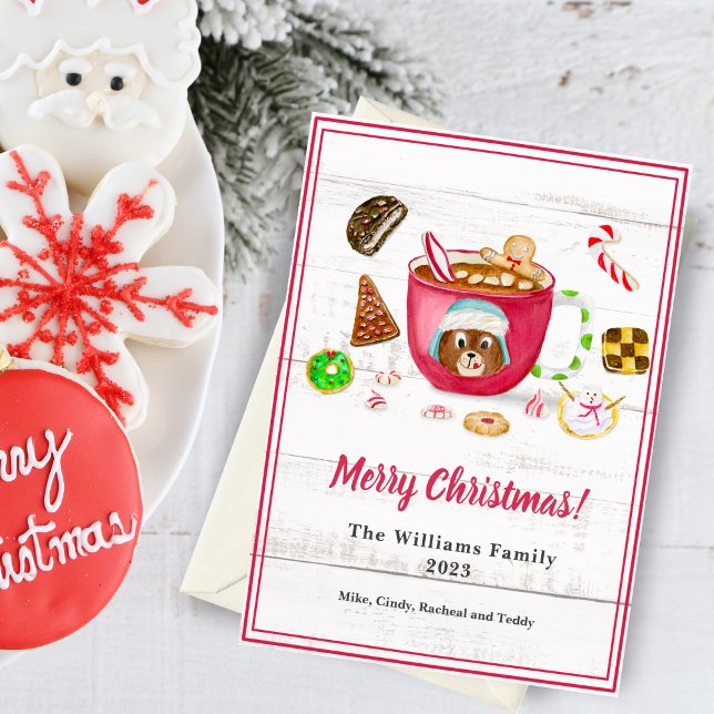 Cartes Pour Fêtes Annuelles Aquarelle Chocolat Pain d'épices Cookie Holiday (Cozy cocoa and Christmas treats, spreading sweet holiday joy digitally!)