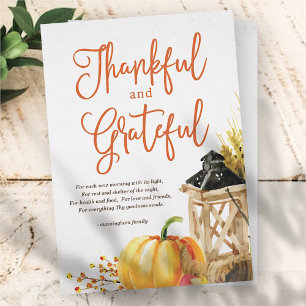 Cartes Pour Fêtes Annuelles Aquarelle Citrouille Cornucopia Thanksgiving Poème