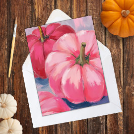 Cartes Pour Fêtes Annuelles Aquarelle Citrouille rose