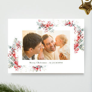 Cartes Pour Fêtes Annuelles aquarelle classique cadre botanique de noël