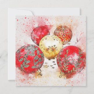 Cartes Pour Fêtes Annuelles Aquarelle classique ornements de Noël