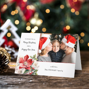 Cartes Pour Fêtes Annuelles Aquarelle classique Photo florale de Noël
