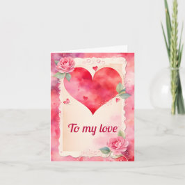 Cartes Pour Fêtes Annuelles Aquarelle Coeurs Roses et dentelle Valentine #2
