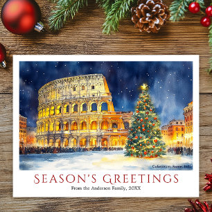 Cartes Pour Fêtes Annuelles Aquarelle Colisée Rome Italie Voyage Noël