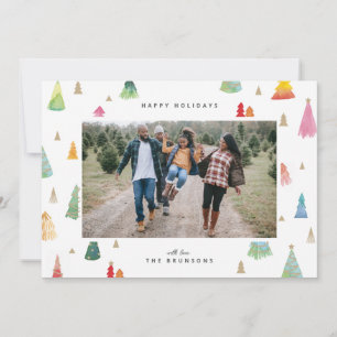 Cartes Pour Fêtes Annuelles Aquarelle Colorée Arbres de Noël