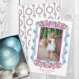 Cartes Pour Fêtes Annuelles Aquarelle colorée Noël Tinsel Baubles Photo