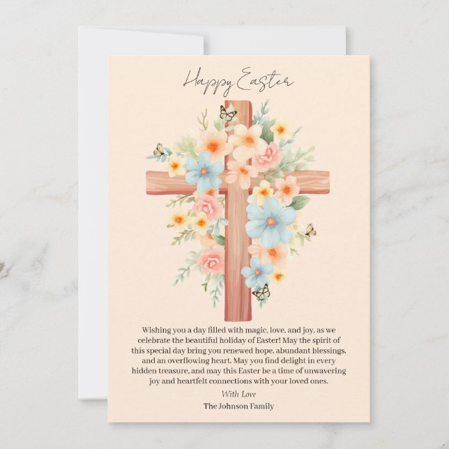 Cartes Pour Fêtes Annuelles Aquarelle Croix de Pâques personnalisée (Devant)