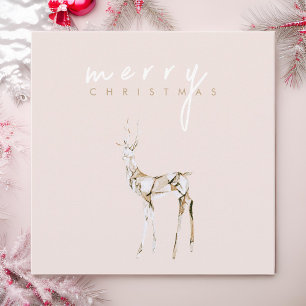 Cartes Pour Fêtes Annuelles Aquarelle Crystal Reindeer Joyeux Noël rose