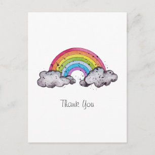 Cartes Pour Fêtes Annuelles Aquarelle Cute Arc-En-Ciel Et Nuages
