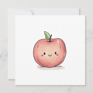 Cartes Pour Fêtes Annuelles Aquarelle Cute Chibi Apple