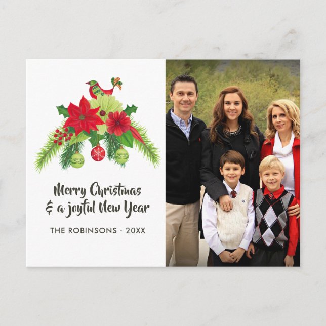 Cartes Pour Fêtes Annuelles Aquarelle d'art populaire Floral Christmas Family  (Devant)