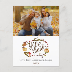 Cartes Pour Fêtes Annuelles Aquarelle d'automne moderne Thanksgiving Photo de 
