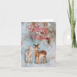 Cartes Pour Fêtes Annuelles Aquarelle de cerf rustique Joyeux Noël