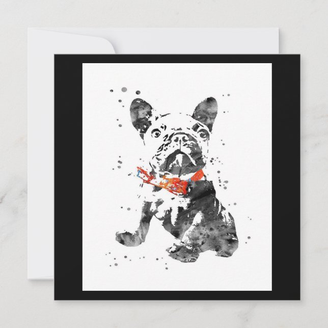 Cartes Pour Fêtes Annuelles Aquarelle de chien taureau français | Cadeaux Amou (Devant)