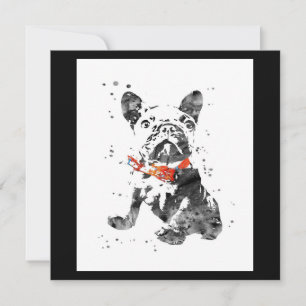Cartes Pour Fêtes Annuelles Aquarelle de chien taureau français   Cadeaux Amou