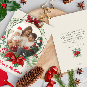 Cartes Pour Fêtes Annuelles Aquarelle de la couronne botanique Flocon de neige