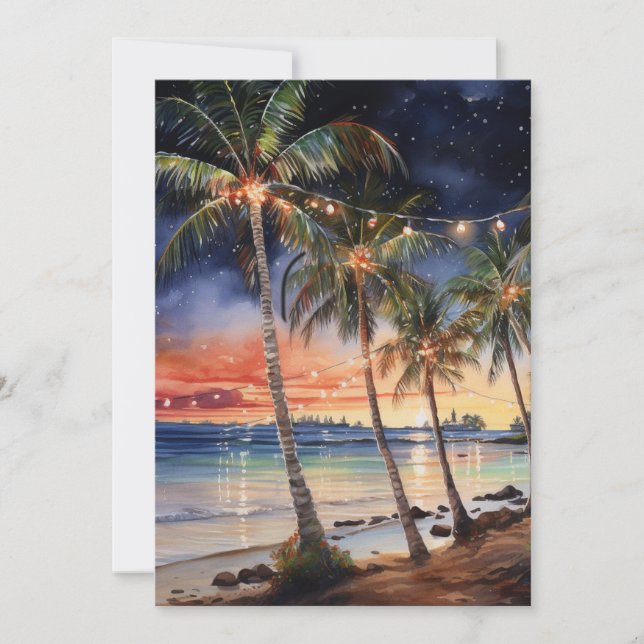 Cartes Pour Fêtes Annuelles Aquarelle de la plage de Noël (Devant)