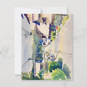 Cartes Pour Fêtes Annuelles Aquarelle de la rue principale du village