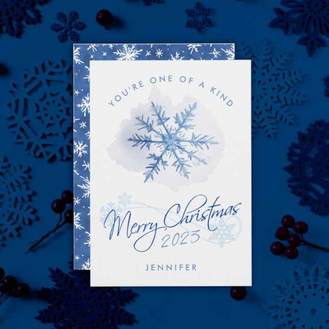 Cartes Pour Fêtes Annuelles Aquarelle de Noël bleu simple (Créateur téléchargé)