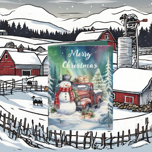 Cartes Pour Fêtes Annuelles Aquarelle de Noël Camion de pays ajouter un texte