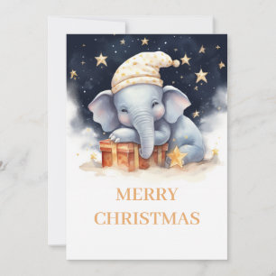 Cartes Pour Fêtes Annuelles Aquarelle de Noël Eléphant