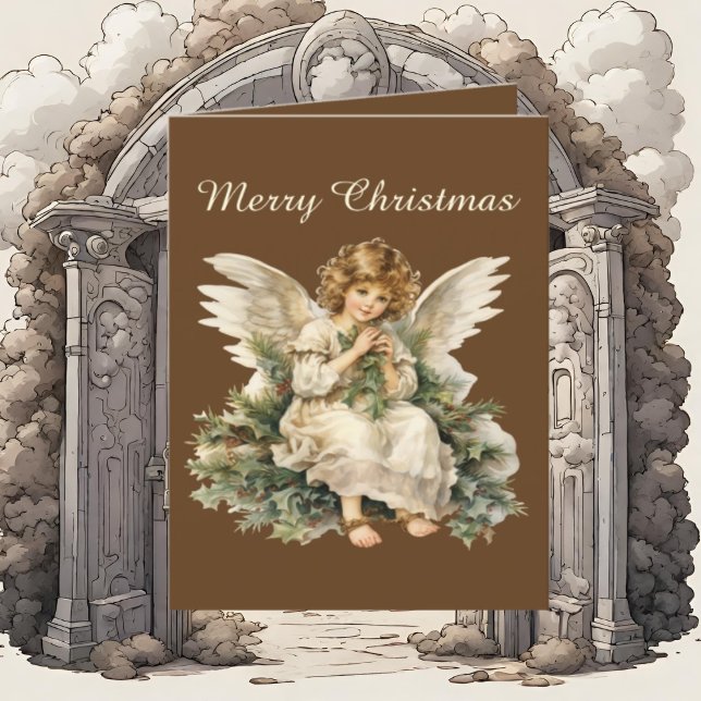 Cartes Pour Fêtes Annuelles Aquarelle de Noël festive Angel ajouter du texte (Créateur téléchargé)