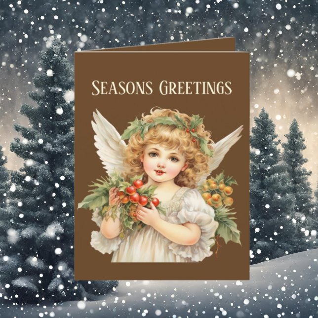 Cartes Pour Fêtes Annuelles Aquarelle de Noël festive Angel ajouter du texte (Créateur téléchargé)