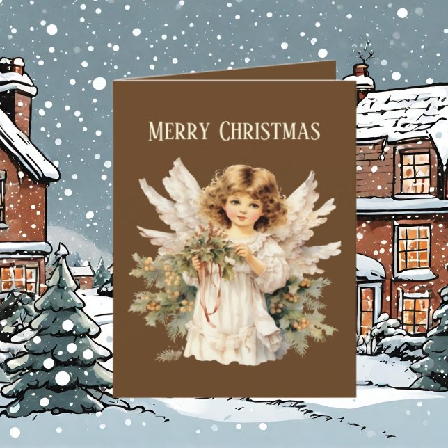 Cartes Pour Fêtes Annuelles Aquarelle de Noël festive Angel ajouter du texte (Créateur téléchargé)