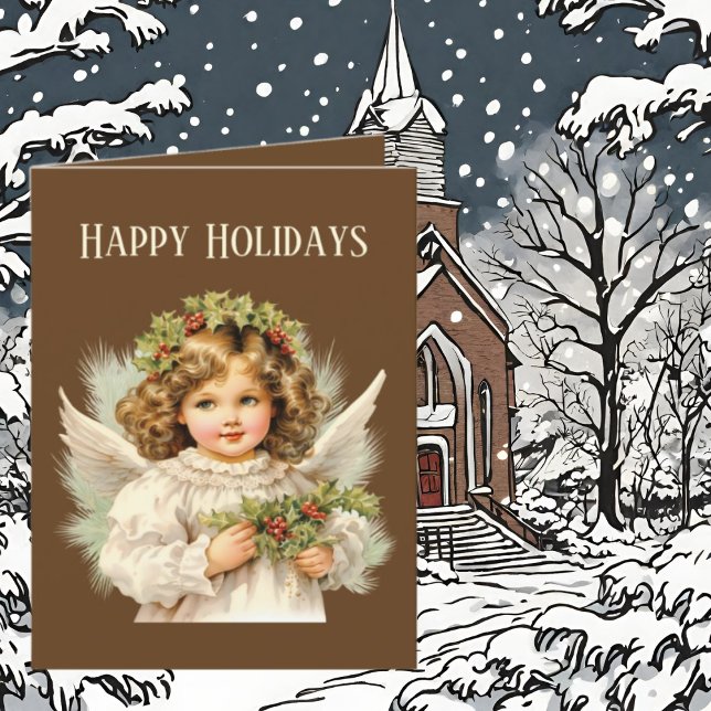 Cartes Pour Fêtes Annuelles Aquarelle de Noël festive Angel ajouter du texte (Créateur téléchargé)