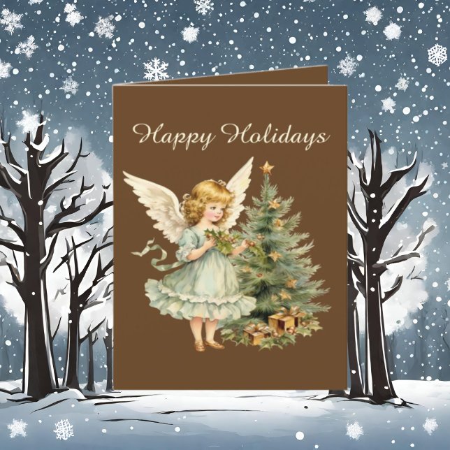 Cartes Pour Fêtes Annuelles Aquarelle de Noël festive Angel ajouter du texte (Créateur téléchargé)