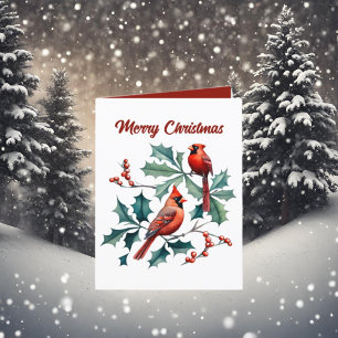 Cartes Pour Fêtes Annuelles Aquarelle de Noël festive cardinal ajouter du text