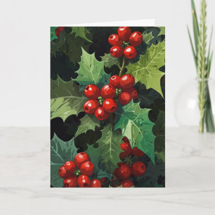 Cartes Pour Fêtes Annuelles aquarelle de Noël feuilles de houx botanique 