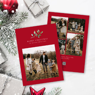 Cartes Pour Fêtes Annuelles Aquarelle de Noël Floral Cinq photo Collage
