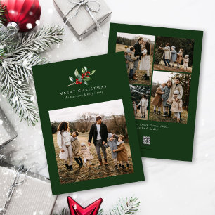 Cartes Pour Fêtes Annuelles Aquarelle de Noël Floral Cinq photo Collage