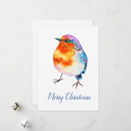 Cartes Pour Fêtes Annuelles Aquarelle de Noël joyeux Robin personnalisable