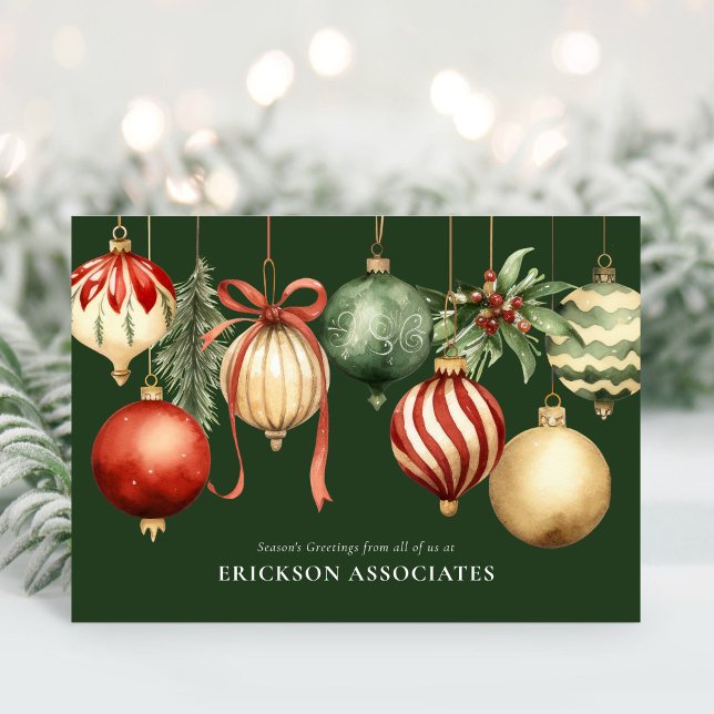 Cartes Pour Fêtes Annuelles Aquarelle de Noël Ornements Entreprise (Créateur téléchargé)