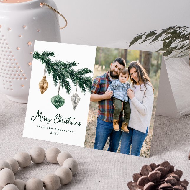 Cartes Pour Fêtes Annuelles Aquarelle de Noël Ornements Photo (Créateur téléchargé)