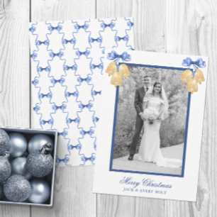 Cartes Pour Fêtes Annuelles Aquarelle de Noël ou Mariage Bells Photo