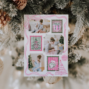 Cartes Pour Fêtes Annuelles Aquarelle de Noël rose vintage