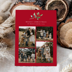 Cartes Pour Fêtes Annuelles Aquarelle de Noël simple Collage photo florale