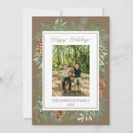 Cartes Pour Fêtes Annuelles Aquarelle de Noël Vert Taupe botanique