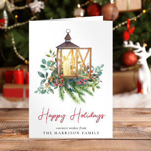 Cartes Pour Fêtes Annuelles Aquarelle de Noël verte lanterne
