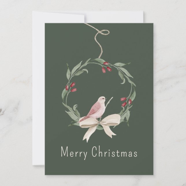 Cartes Pour Fêtes Annuelles Aquarelle de Noël Wreath personnalisée (Devant)